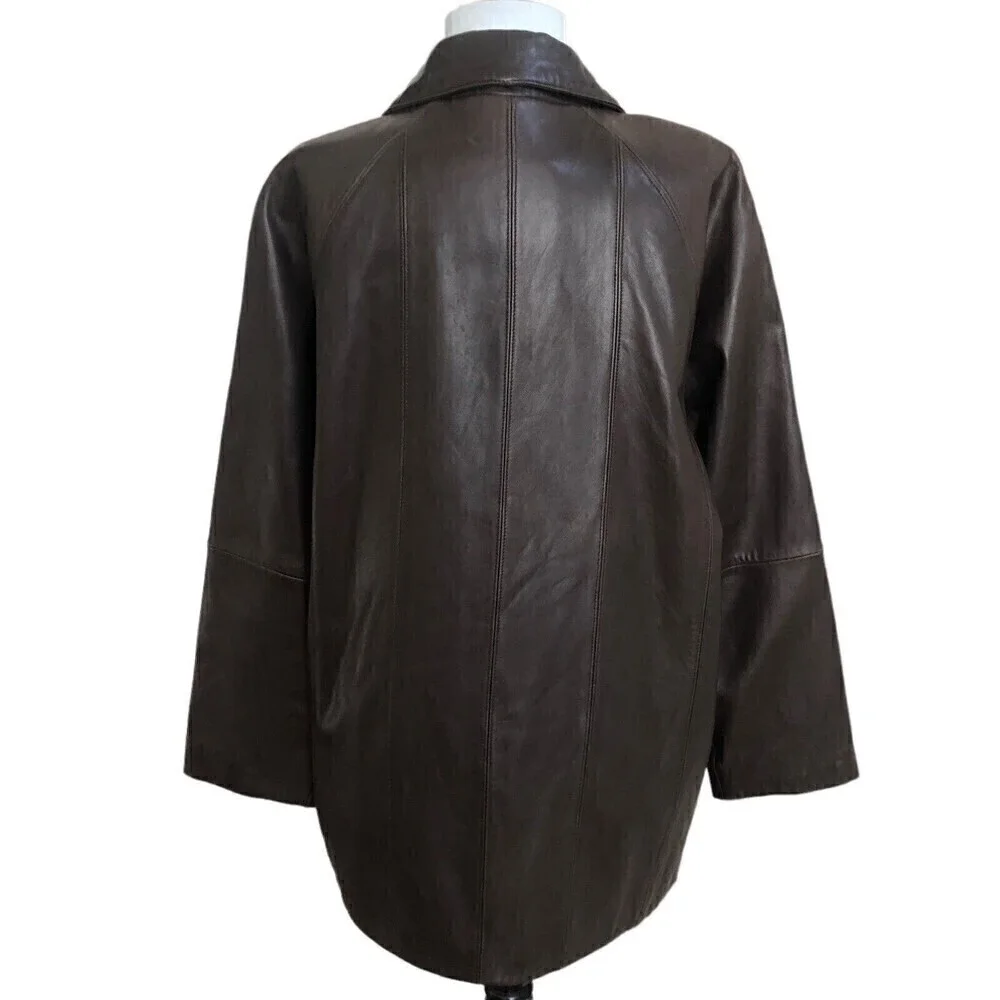 Vintage LNR Brown Leather Jacket Small Embroidered Grunge Classic 80s 90s Soft